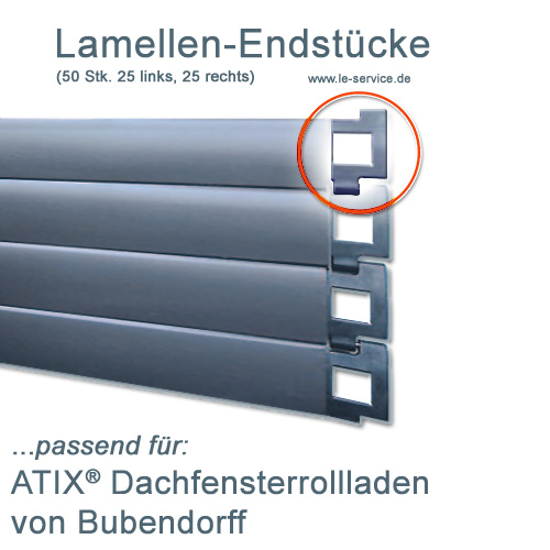 50 Lamellen Endstücke Bubendorff ATIX Rollladen Ref 241238