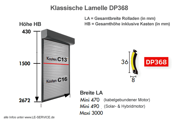 Aluminium Lamelle DP 368 Standardlamelle Aluminium Lamelle DP368